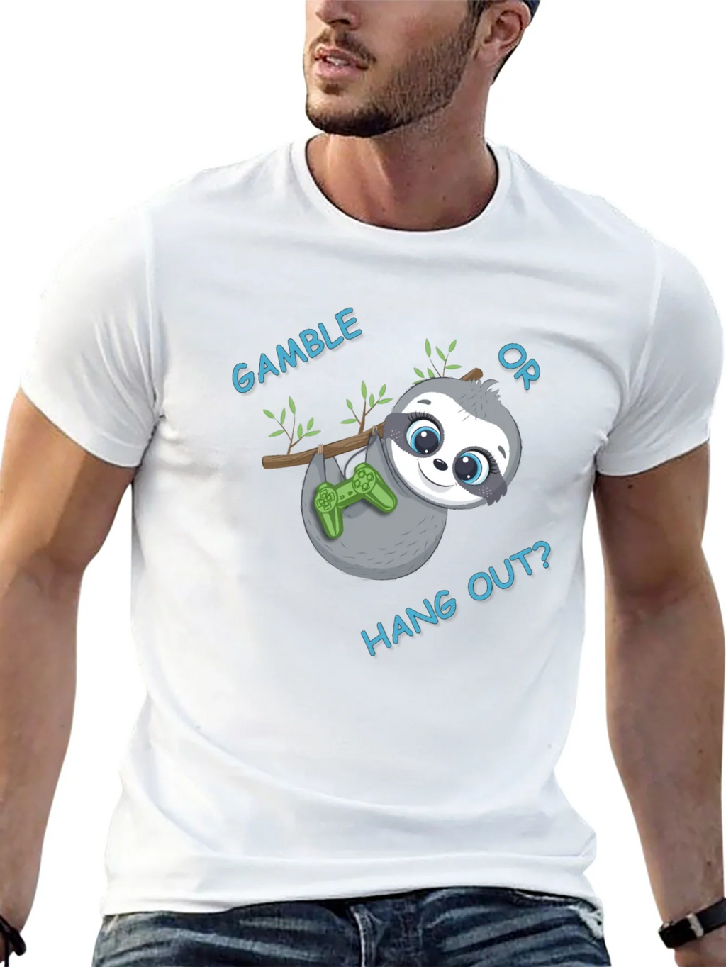 Gamble or Hang Out? Sloth Gaming T-Shirt product image 12