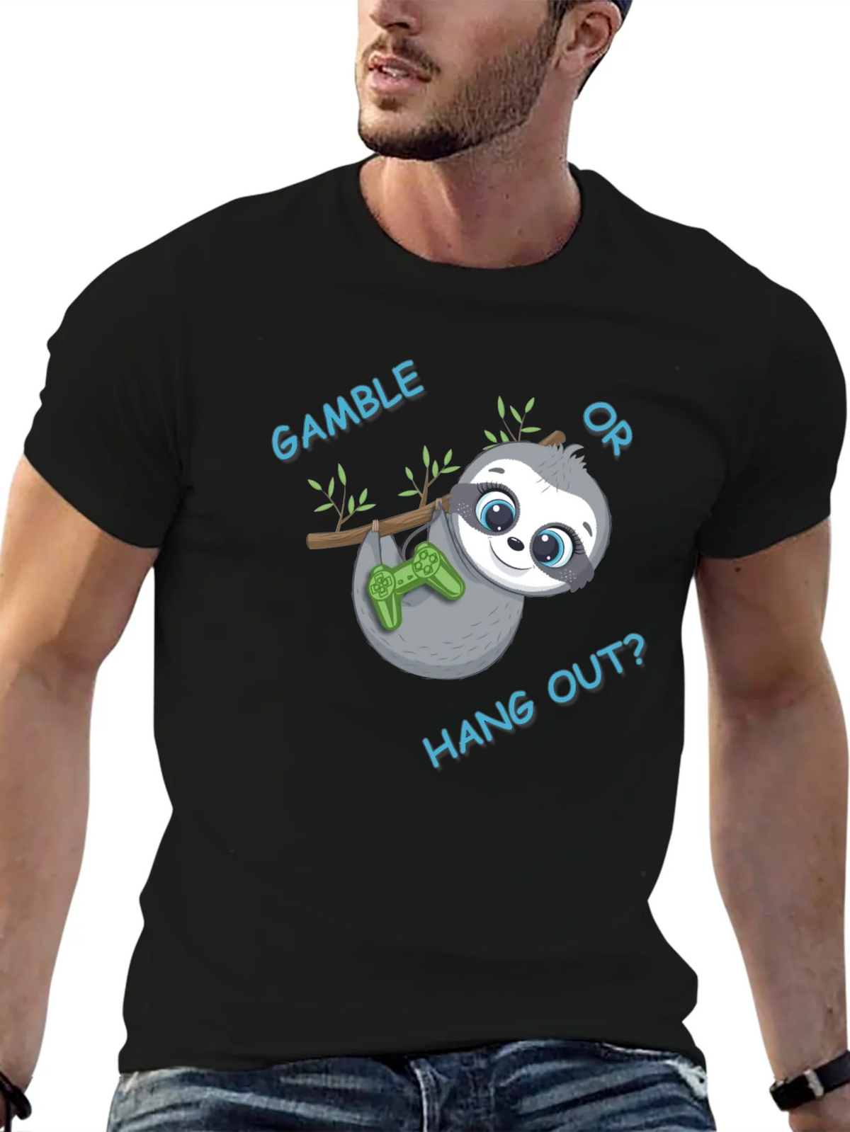 Gamble or Hang Out? Sloth Gaming T-Shirt product image 6