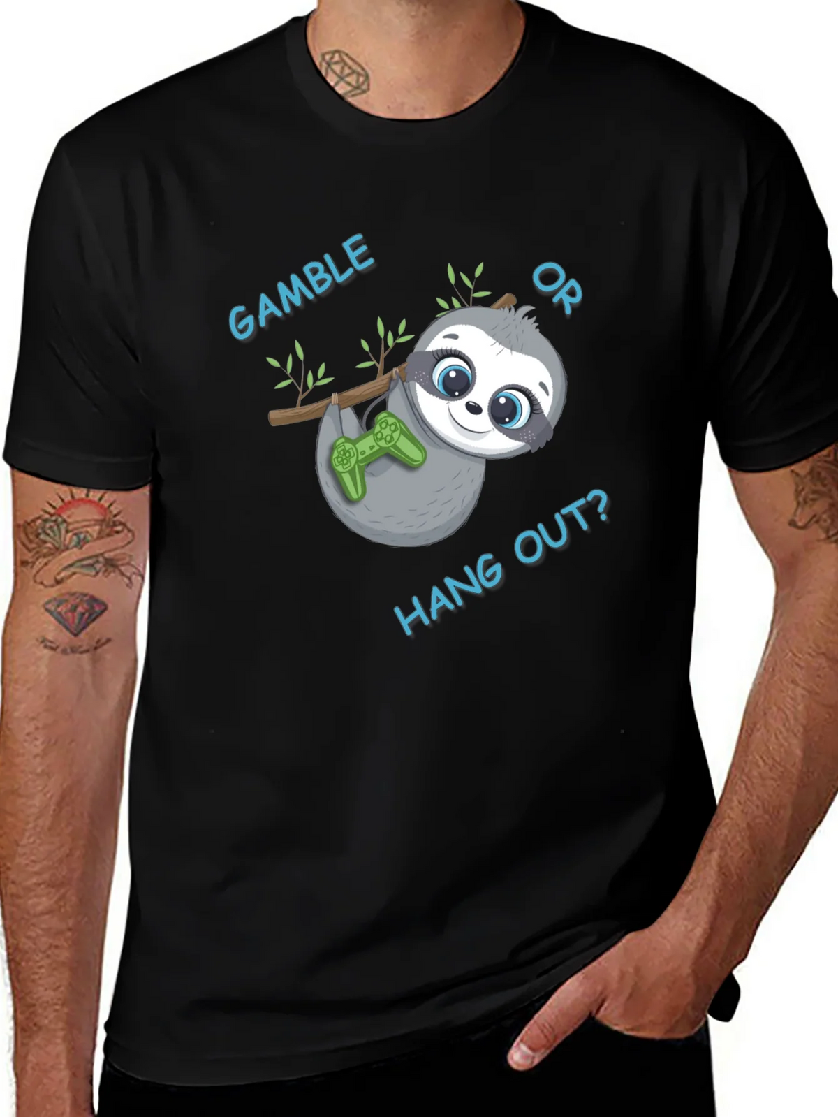 Gamble or Hang Out? Sloth Gaming T-Shirt product image 1