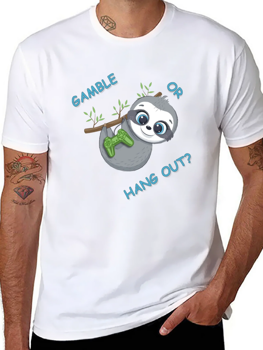 Gamble or Hang Out? Sloth Gaming T-Shirt product image 7