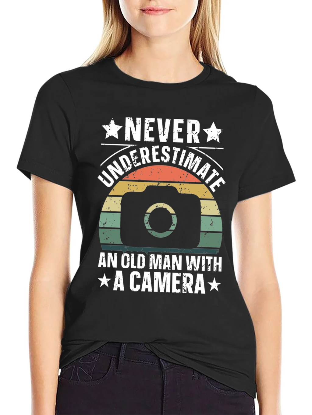 Never Underestimate Old Man Camera T-Shirt product image 2