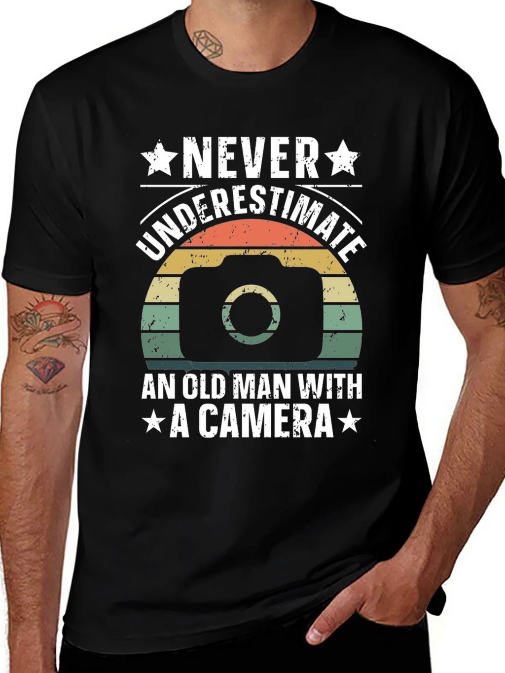 Never Underestimate Old Man Camera T-Shirt product image 1