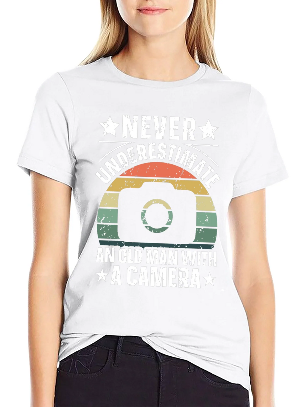 Never Underestimate Old Man Camera T-Shirt product image 6