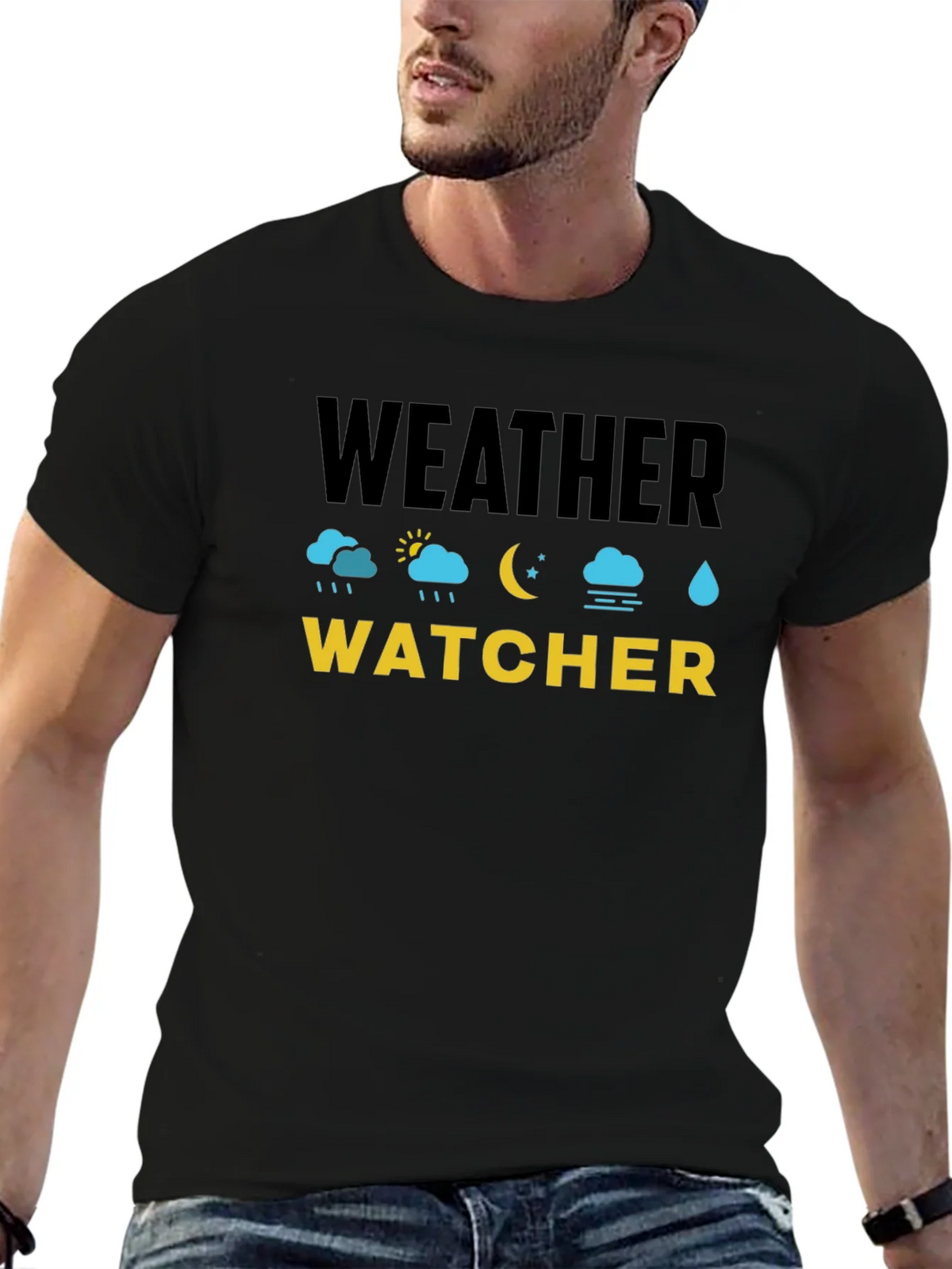 Weather Watcher Black Cotton T-Shirt product image 6