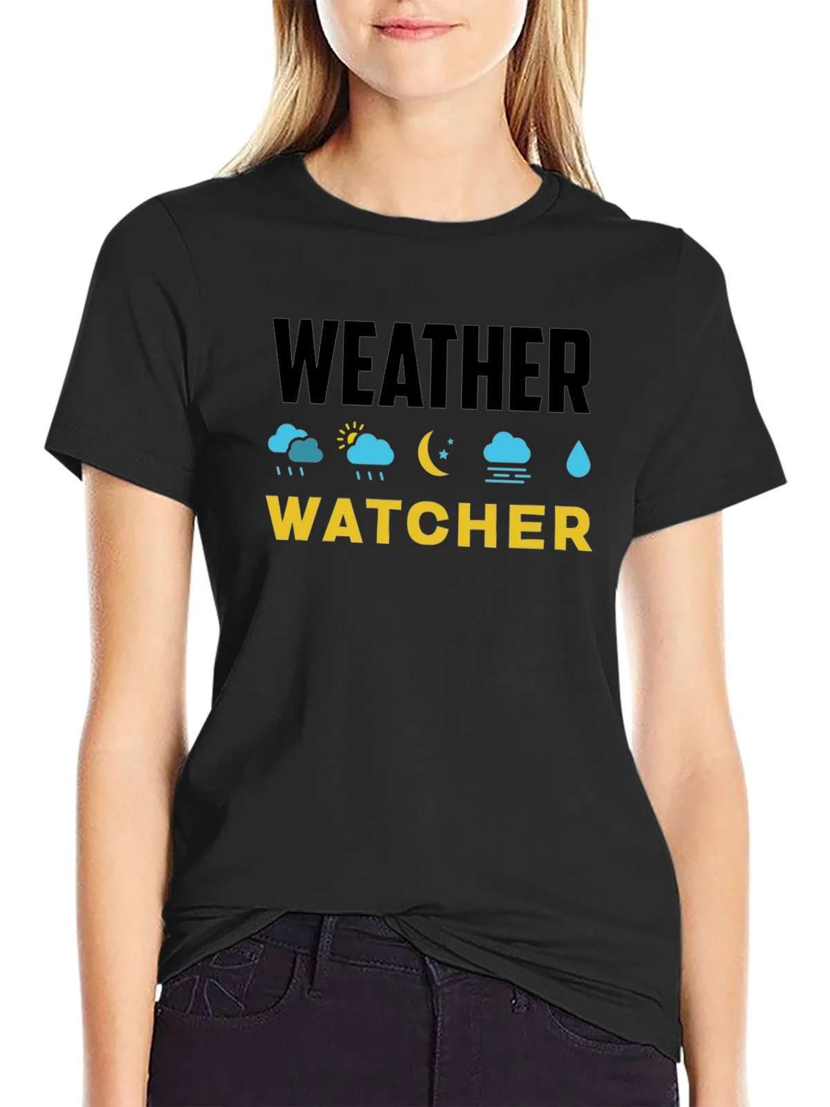 Weather Watcher Black Cotton T-Shirt product image 2