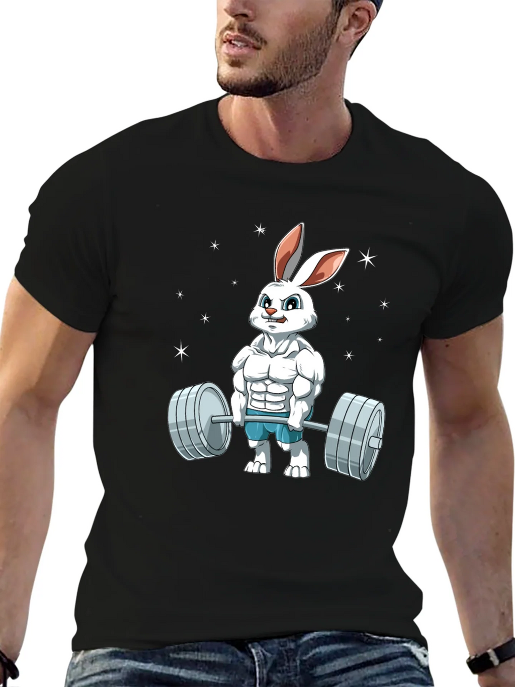 Funny Bunny Gym T-Shirt - Weightlifting Easter Rabbit product image 6
