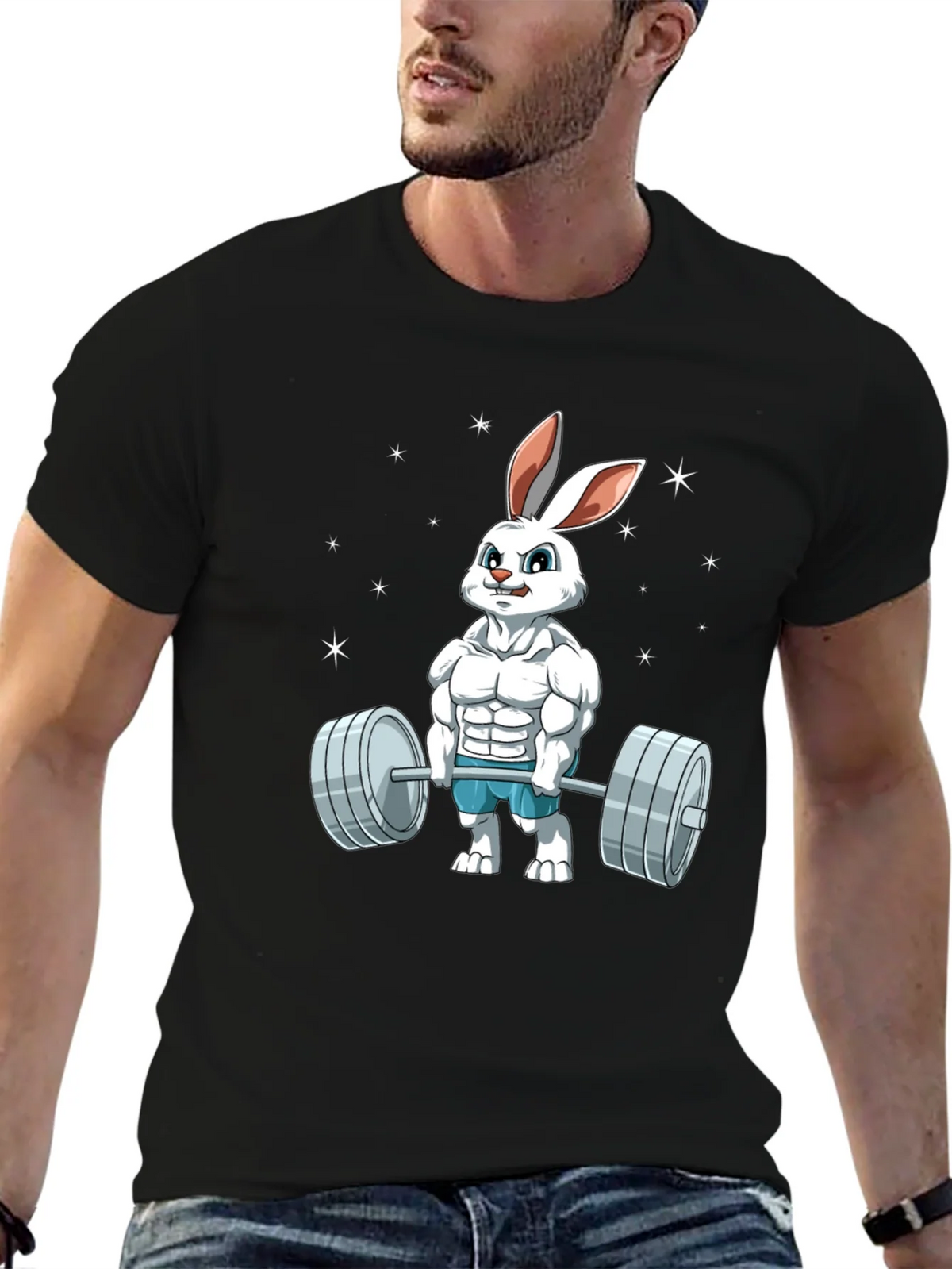 Funny Bunny Gym T-Shirt - Weightlifting Easter Rabbit product image 6