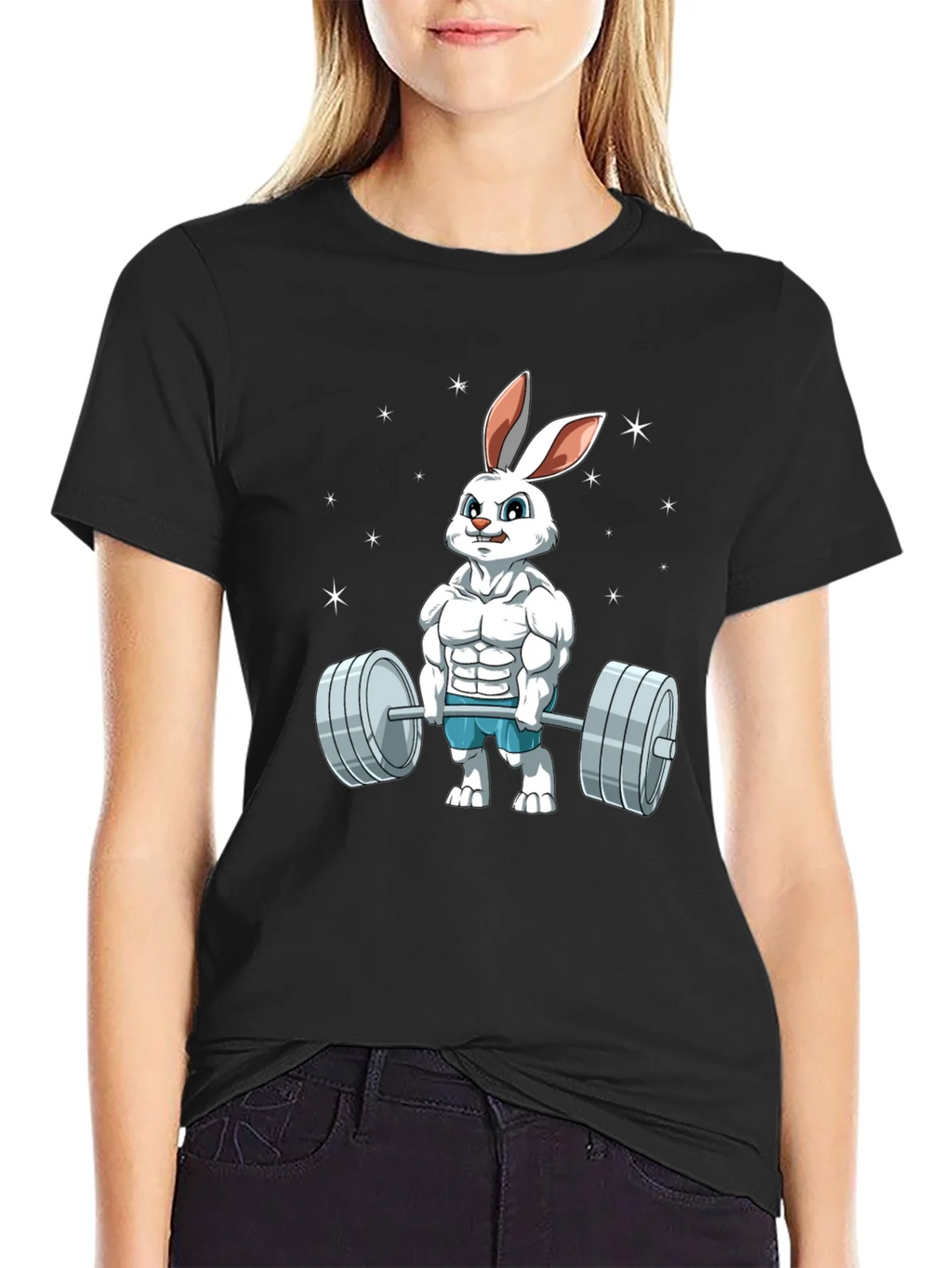 Funny Bunny Gym T-Shirt - Weightlifting Easter Rabbit product image 2