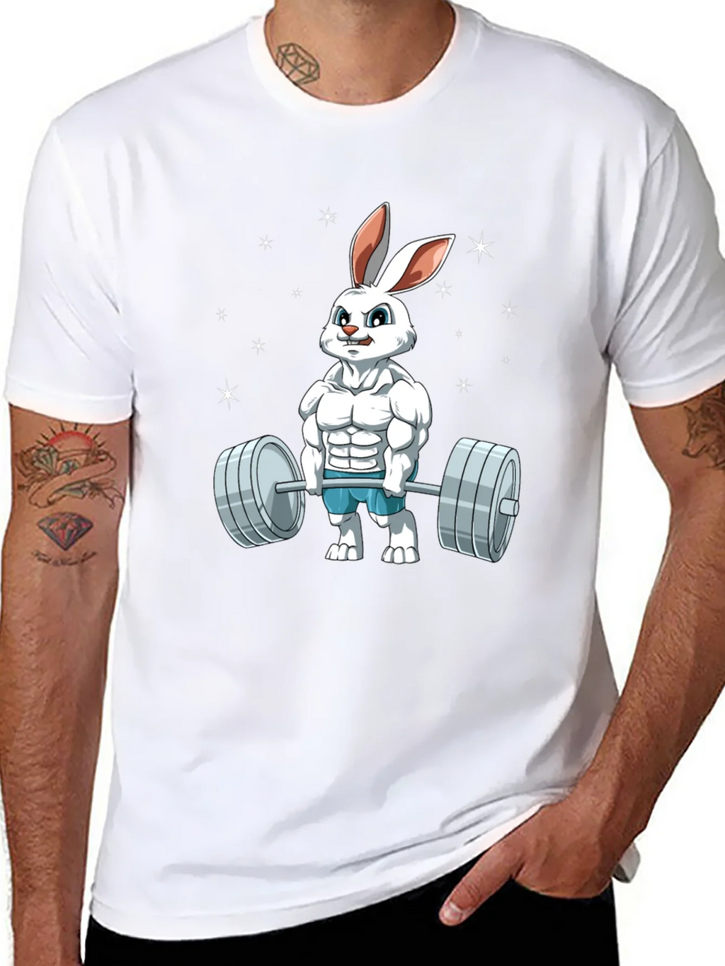 Funny Bunny Gym T-Shirt - Weightlifting Easter Rabbit product image 7