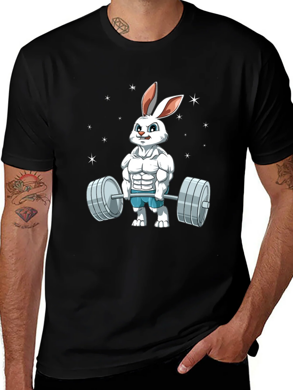 Funny Bunny Gym T-Shirt - Weightlifting Easter Rabbit product image 1