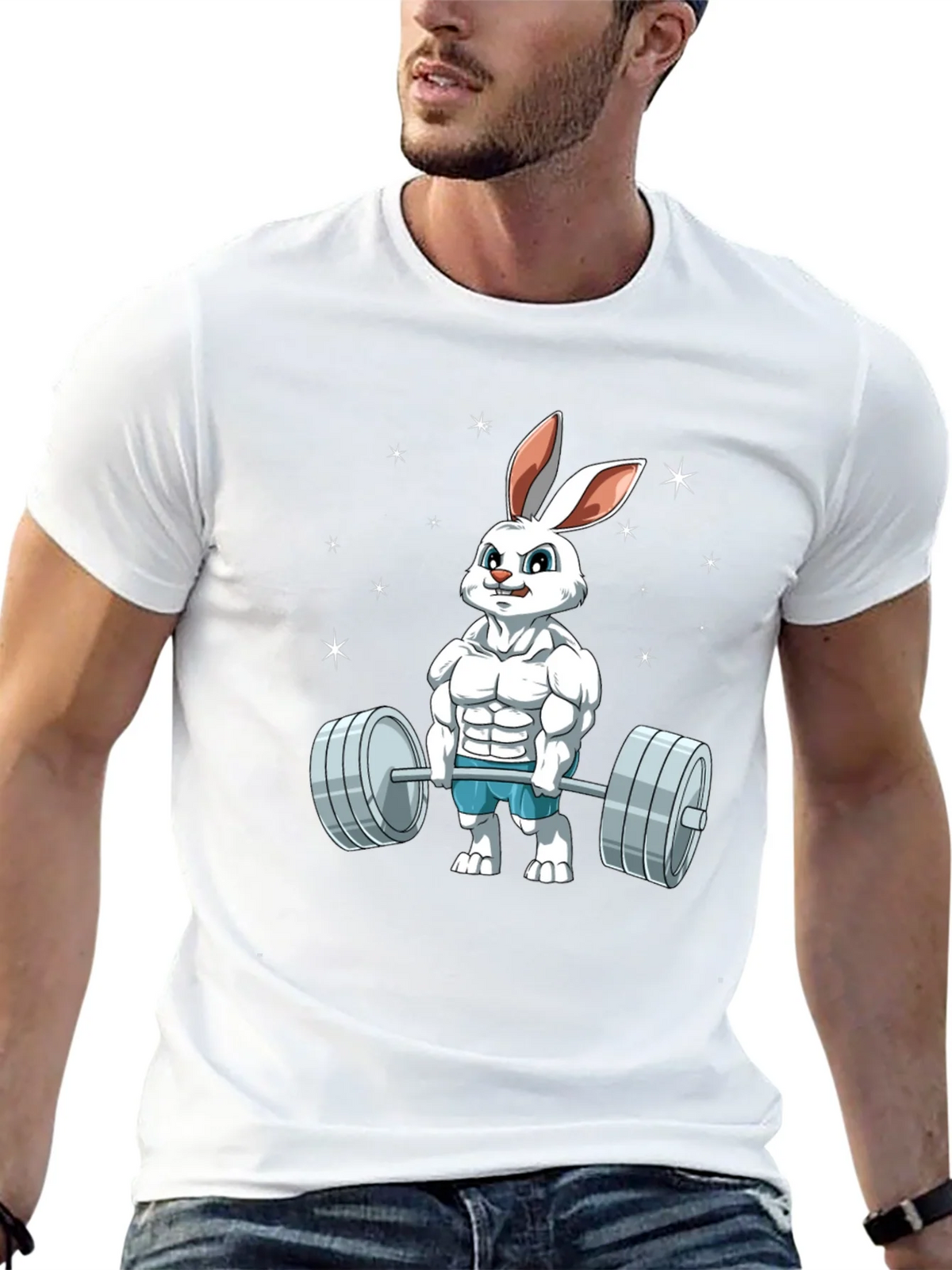 Funny Bunny Gym T-Shirt - Weightlifting Easter Rabbit product image 12