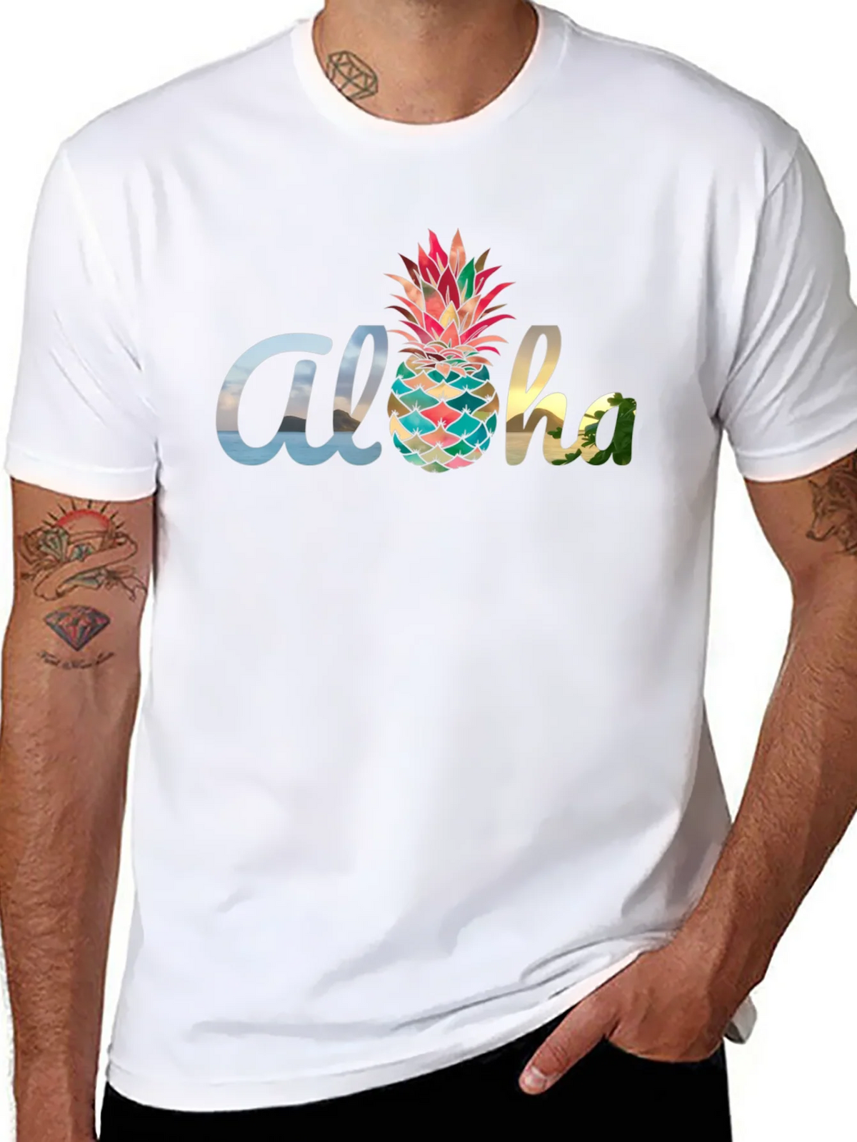 Aloha Pineapple Graphic Black T-Shirt product image 7