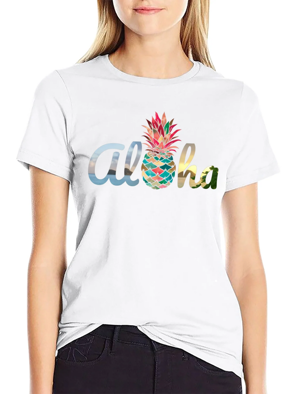 Aloha Pineapple Graphic Black T-Shirt product image 8