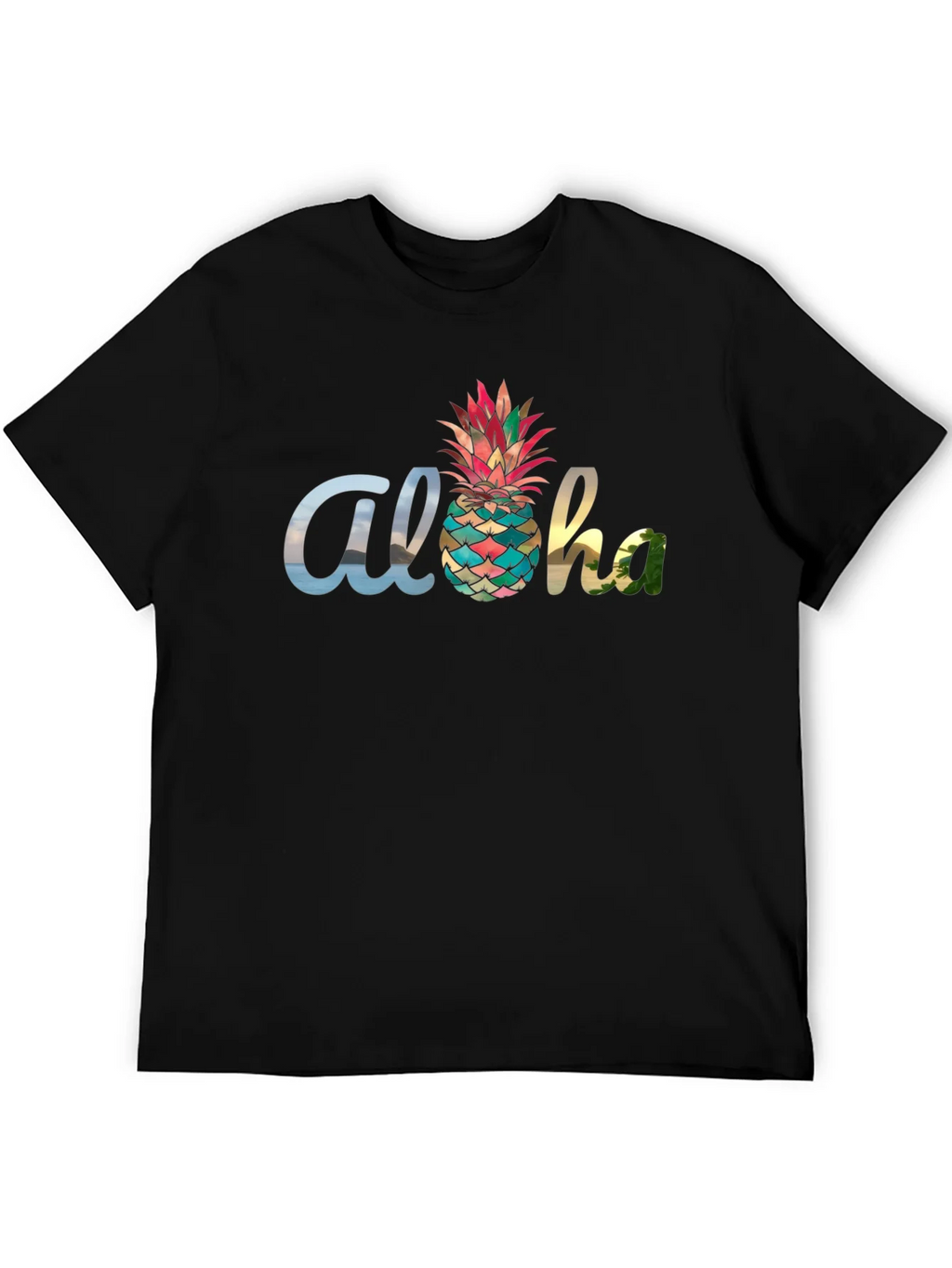 Aloha Pineapple Graphic Black T-Shirt product image 5