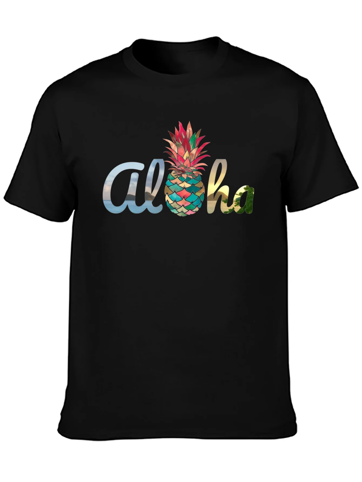 Aloha Pineapple Graphic Black T-Shirt product image 3