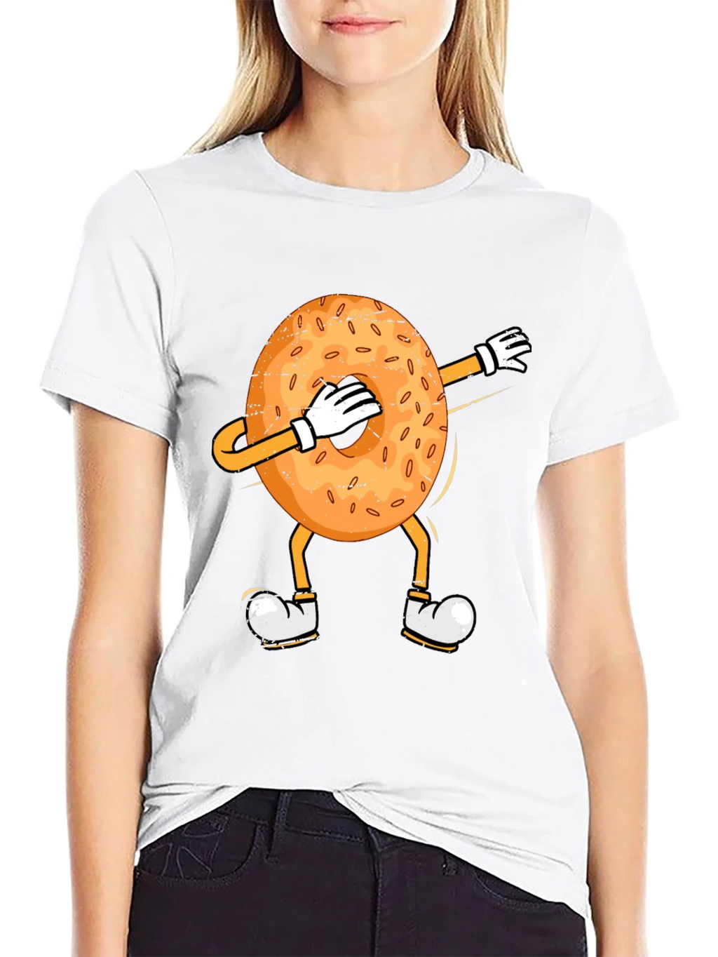 Dabbing Bagel Humor T-Shirt product image 5