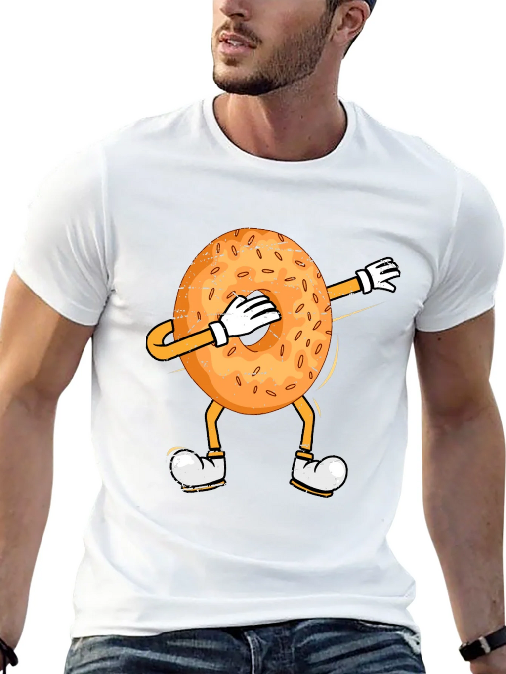 Dabbing Bagel Humor T-Shirt product image 8