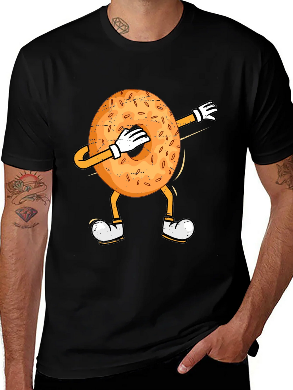 Dabbing Bagel Humor T-Shirt product image 1