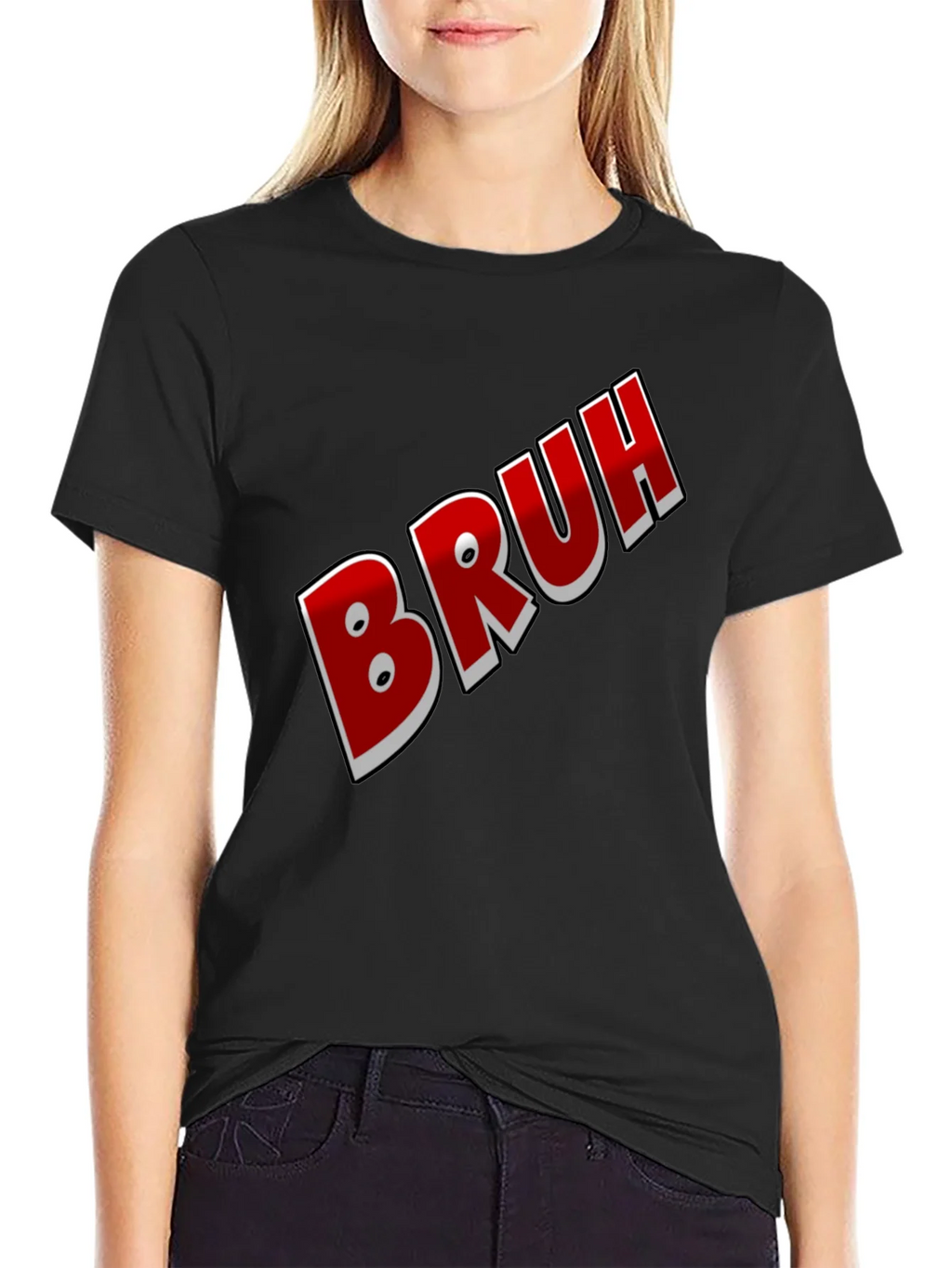 Bruh Graphic Tee - Black Cotton Blend Shirt product image 2