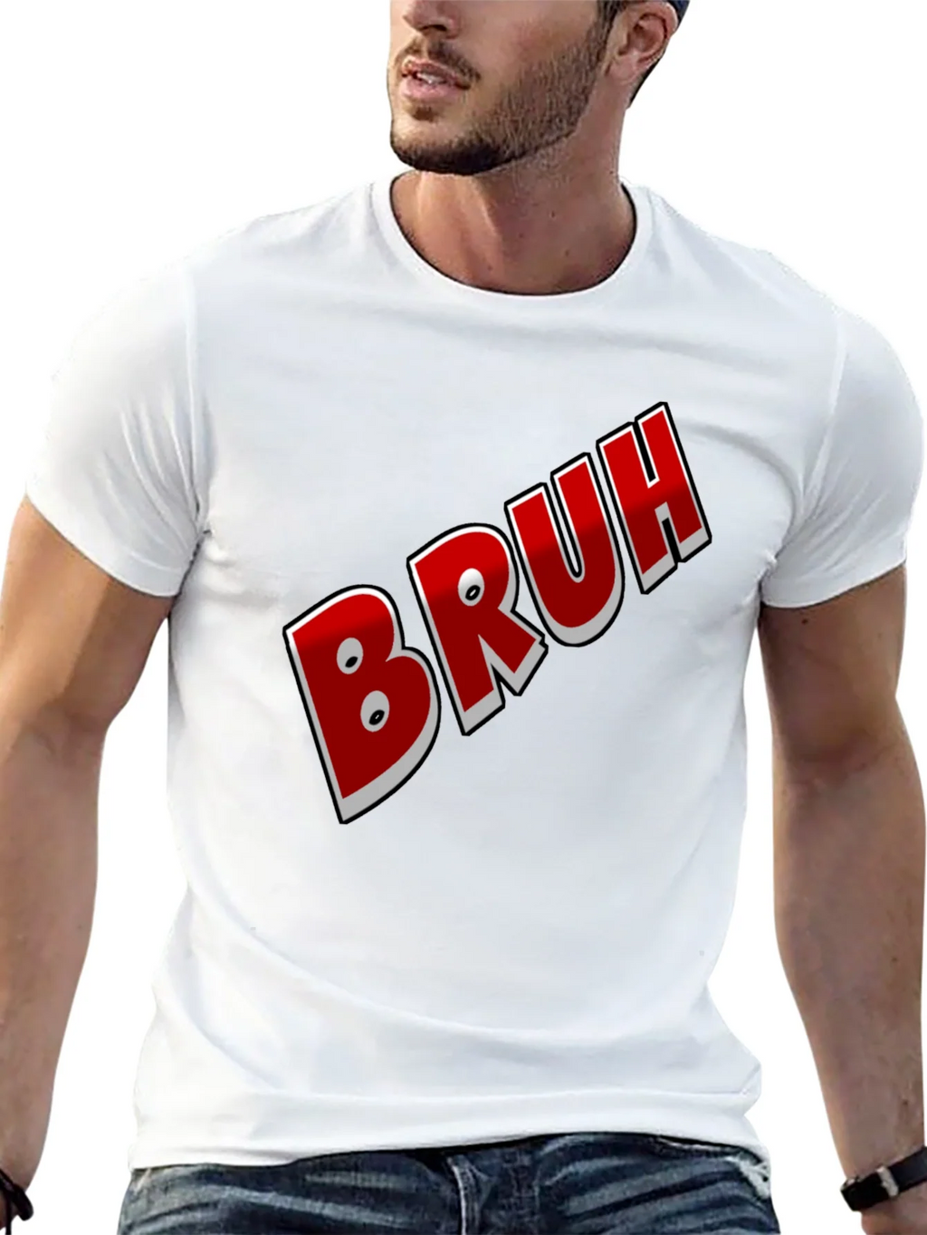 Bruh Graphic Tee - Black Cotton Blend Shirt product image 12