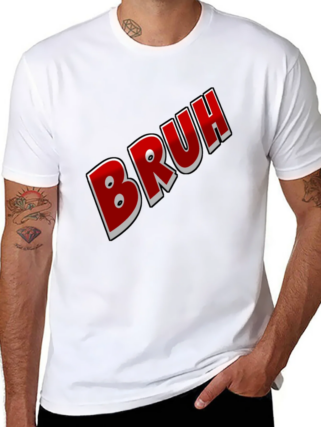 Bruh Graphic Tee - Black Cotton Blend Shirt product image 7