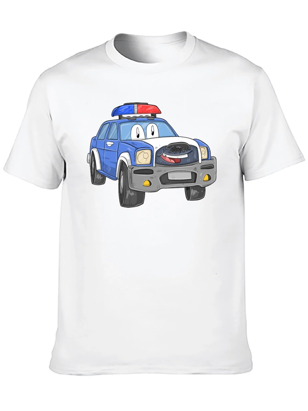Cartoon Police Car T-Shirt - Black Cotton Blend product image 9