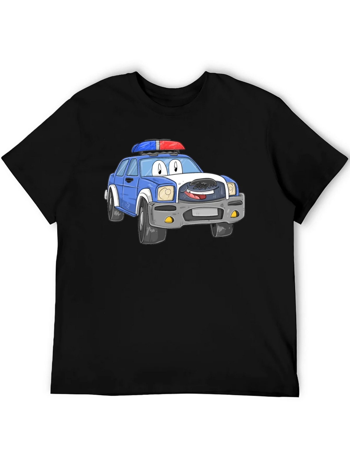 Cartoon Police Car T-Shirt - Black Cotton Blend product image 5