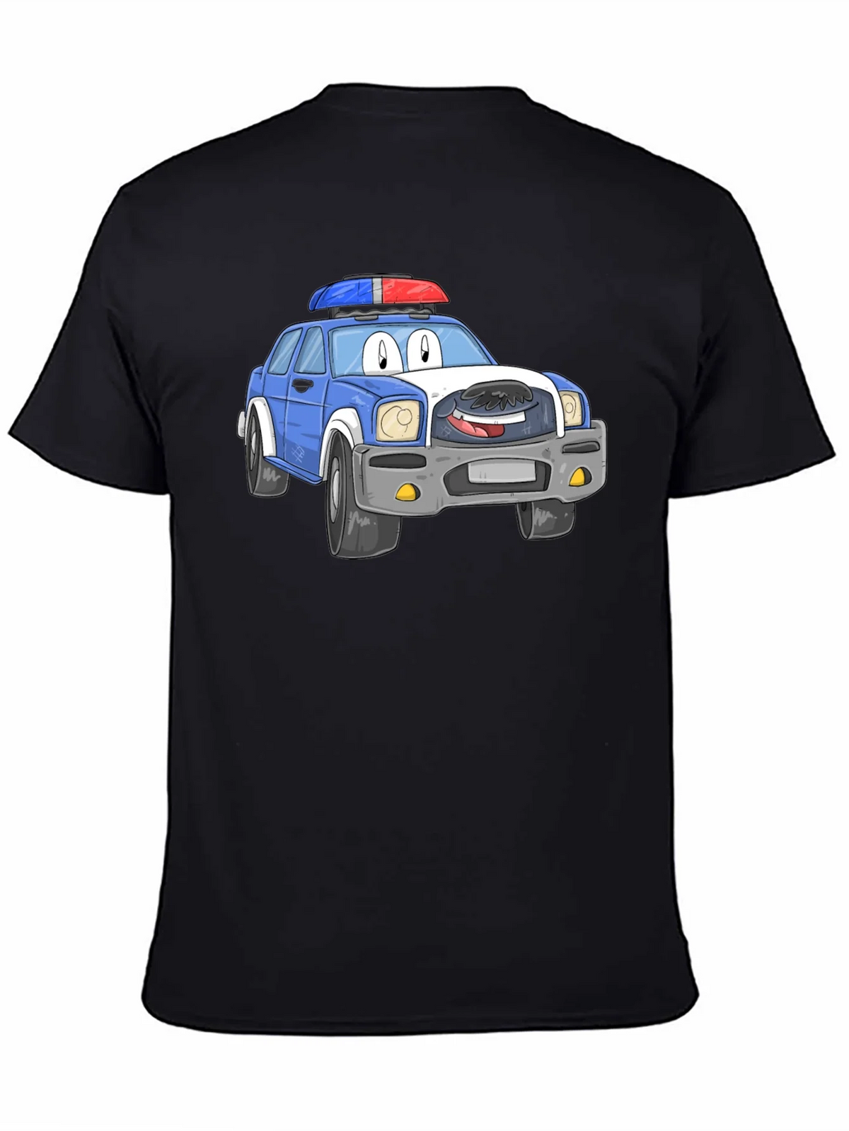 Cartoon Police Car T-Shirt - Black Cotton Blend product image 4