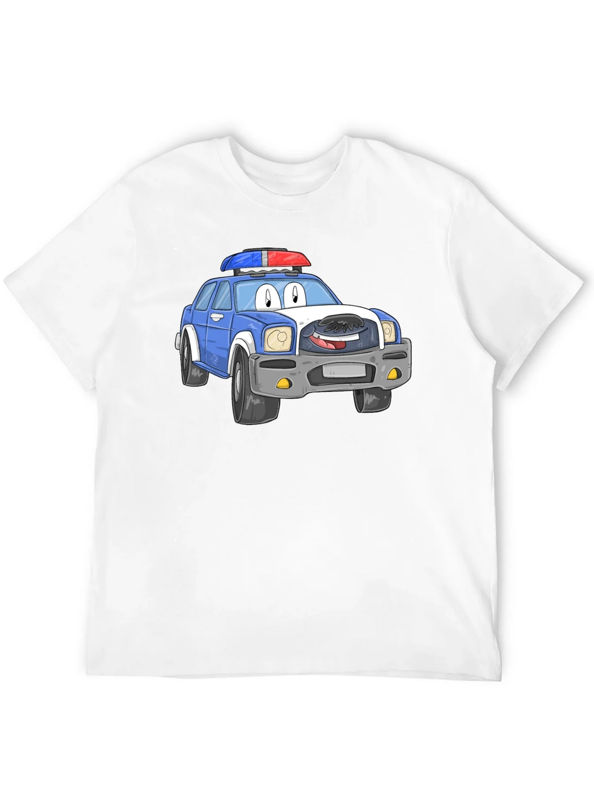 Cartoon Police Car T-Shirt - Black Cotton Blend product image 11