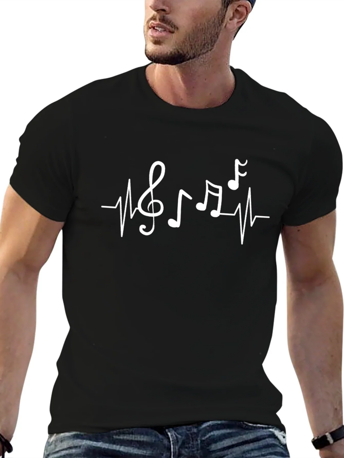 Music Heartbeat Graphic Tee - Black product image 5