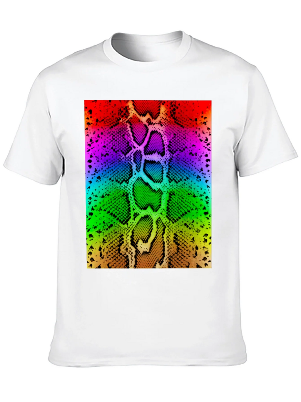 Rainbow Snake Skin Print Black T-Shirt product image 3