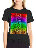 Rainbow Snake Skin Print Black T-Shirt product image 1