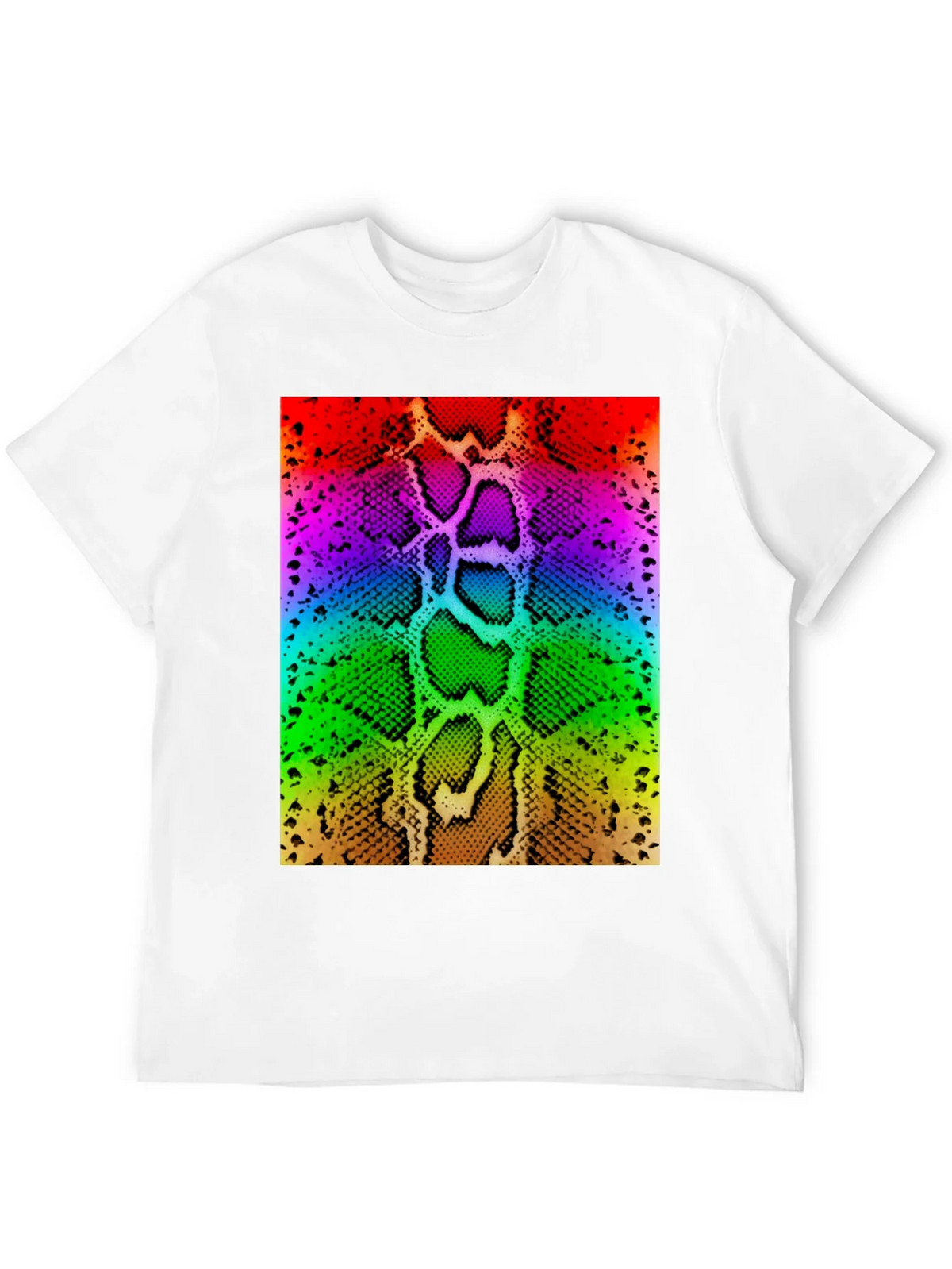 Rainbow Snake Skin Print Black T-Shirt product image 4