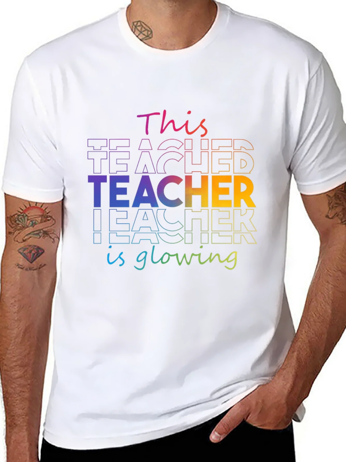 Teacher Glowing T-Shirt - Colorful Graphic Tee product image 7