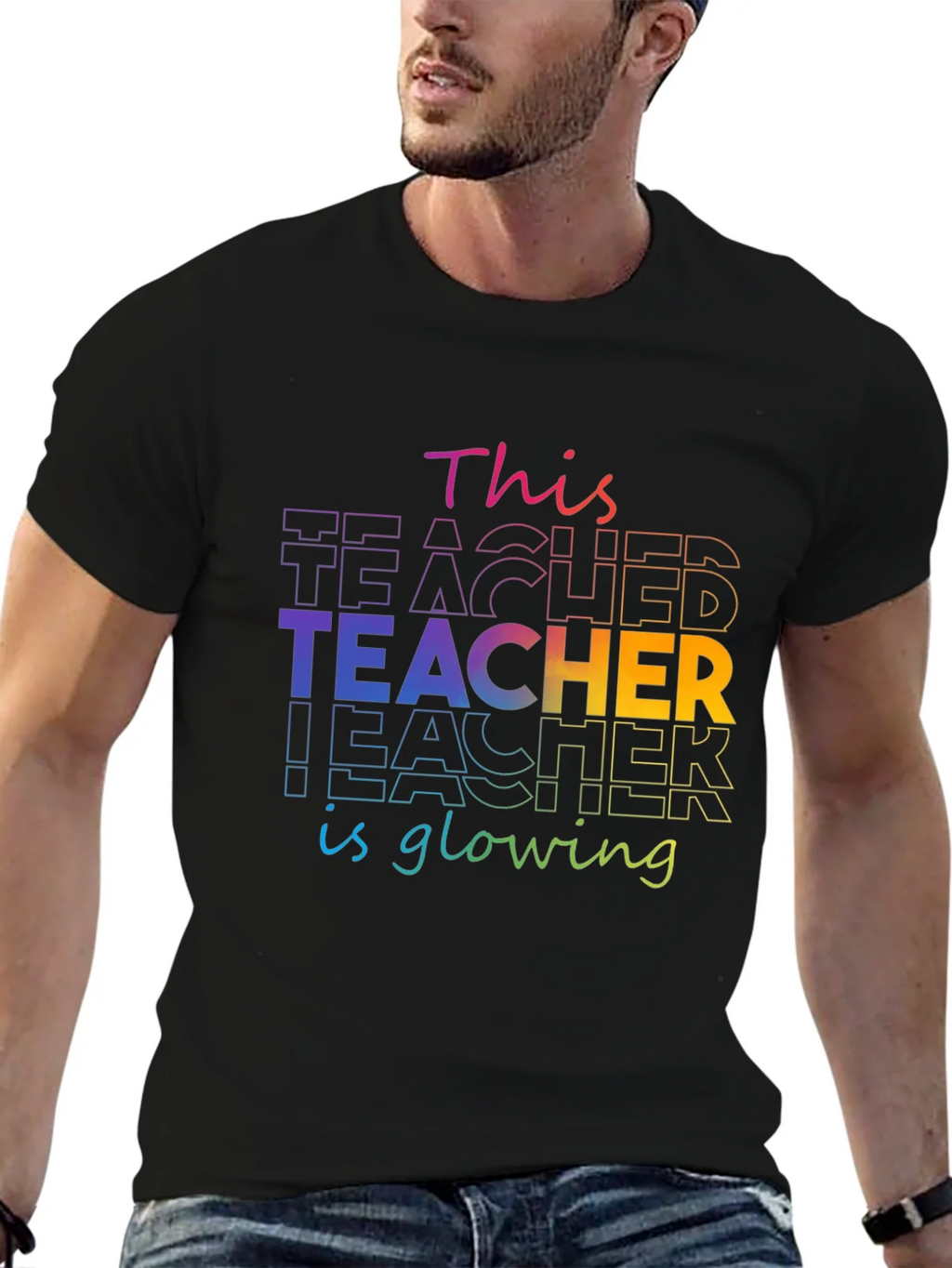 Teacher Glowing T-Shirt - Colorful Graphic Tee product image 6