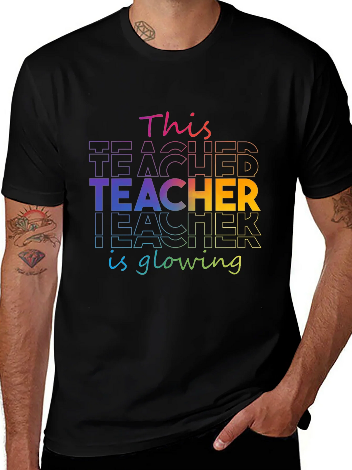 Teacher Glowing T-Shirt - Colorful Graphic Tee product image 1