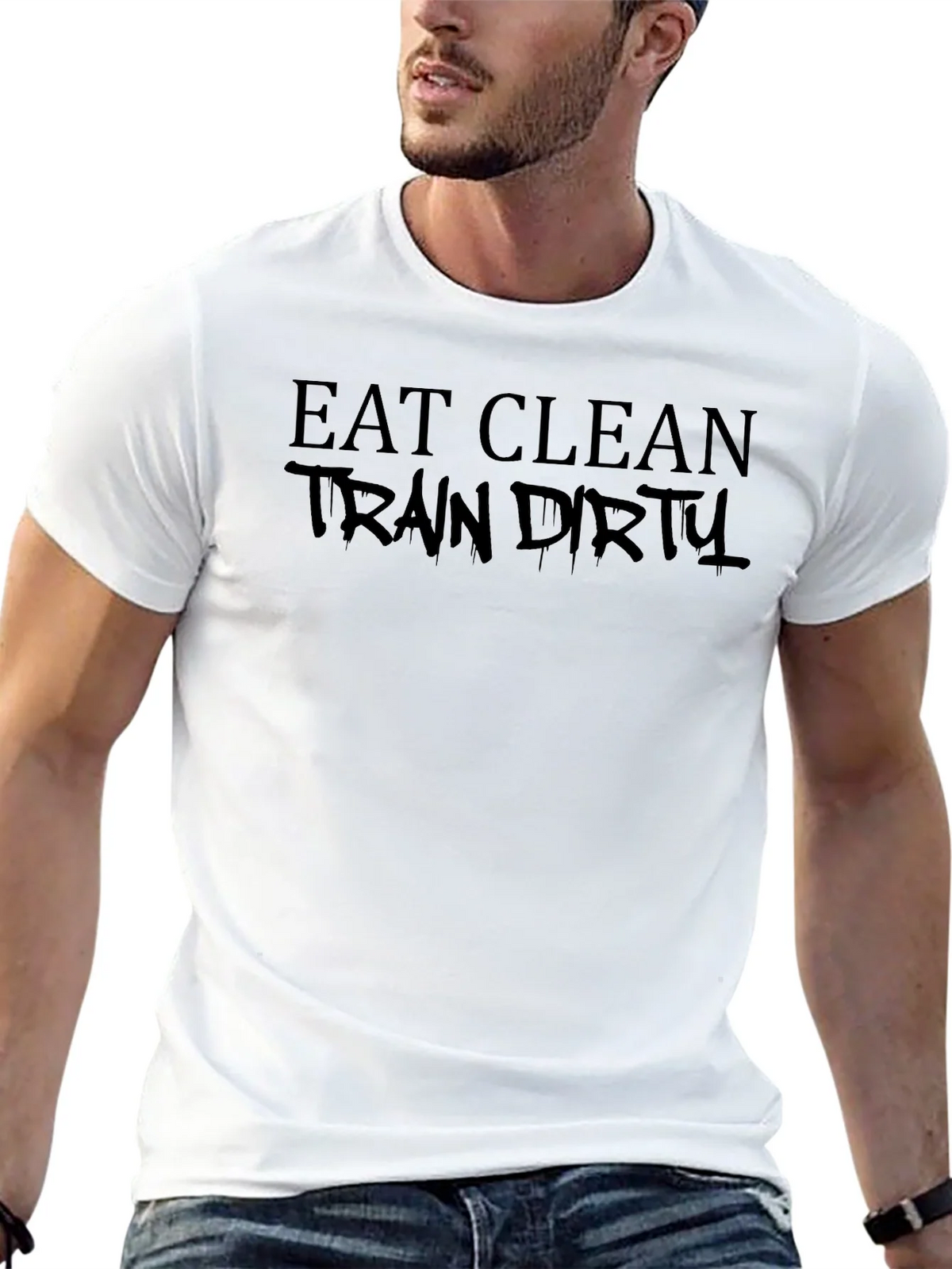Eat Clean Train Dirty Black Graphic T-Shirt product image 12