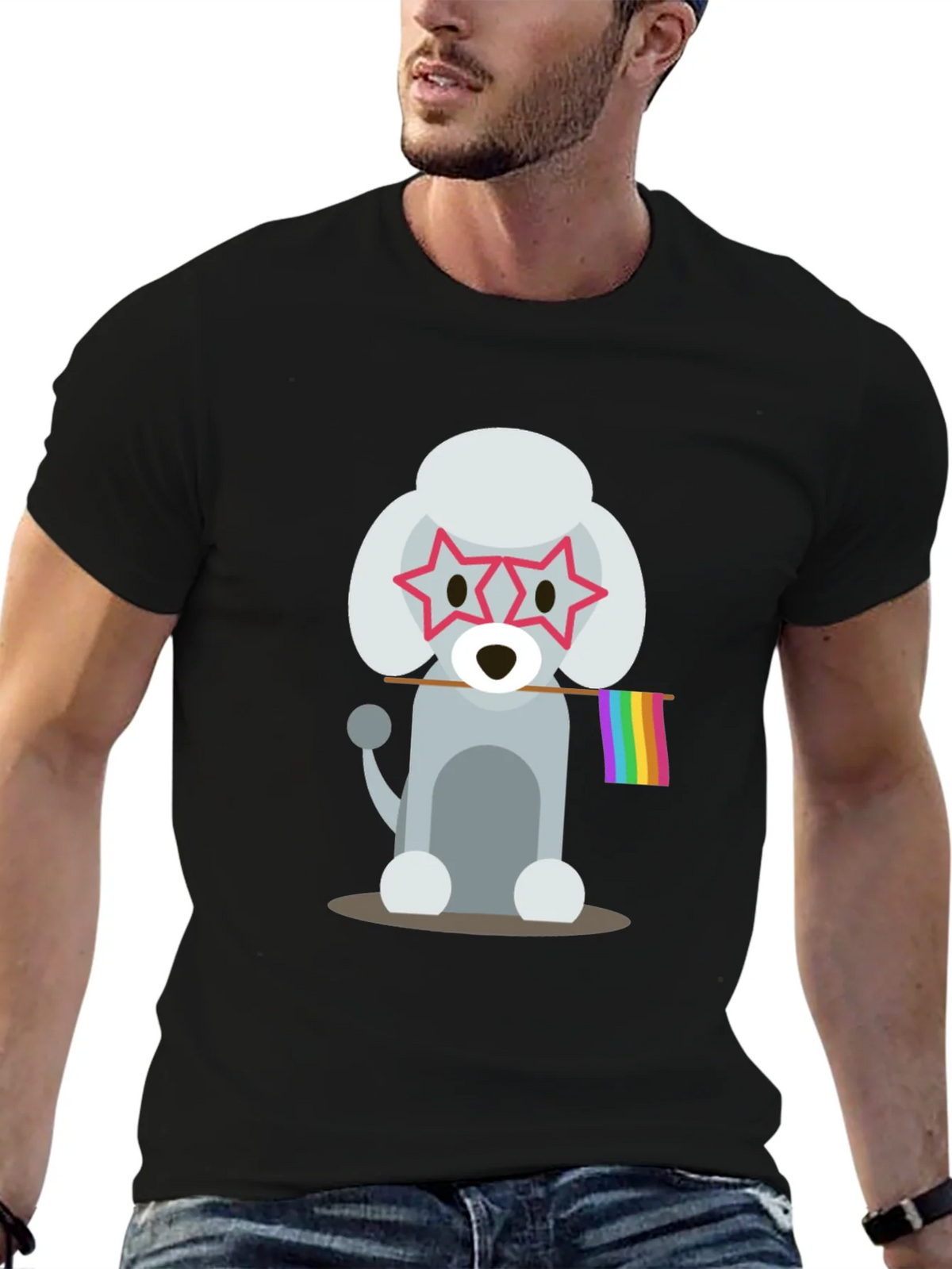 Poodle Pride Graphic Tee - Star Glasses Rainbow Flag product image 1