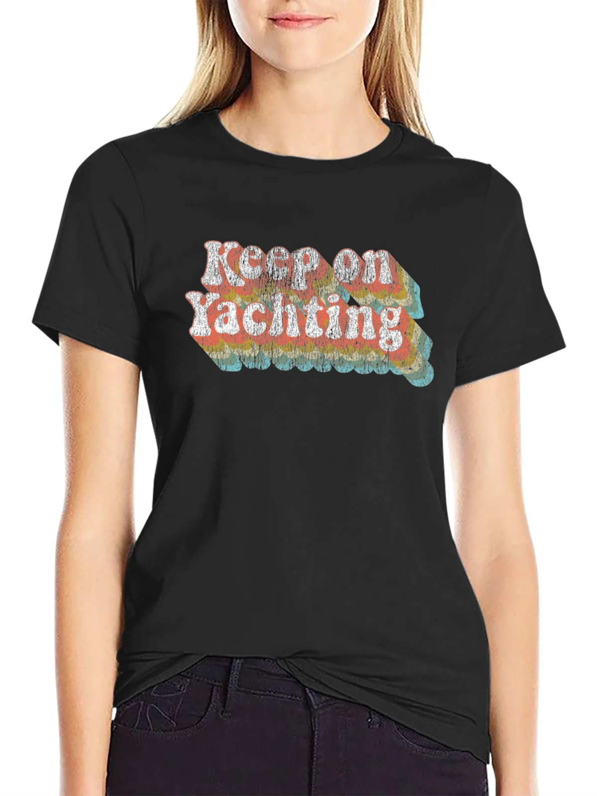 Keep on Yachting Retro Graphic Tee - Black product image 1