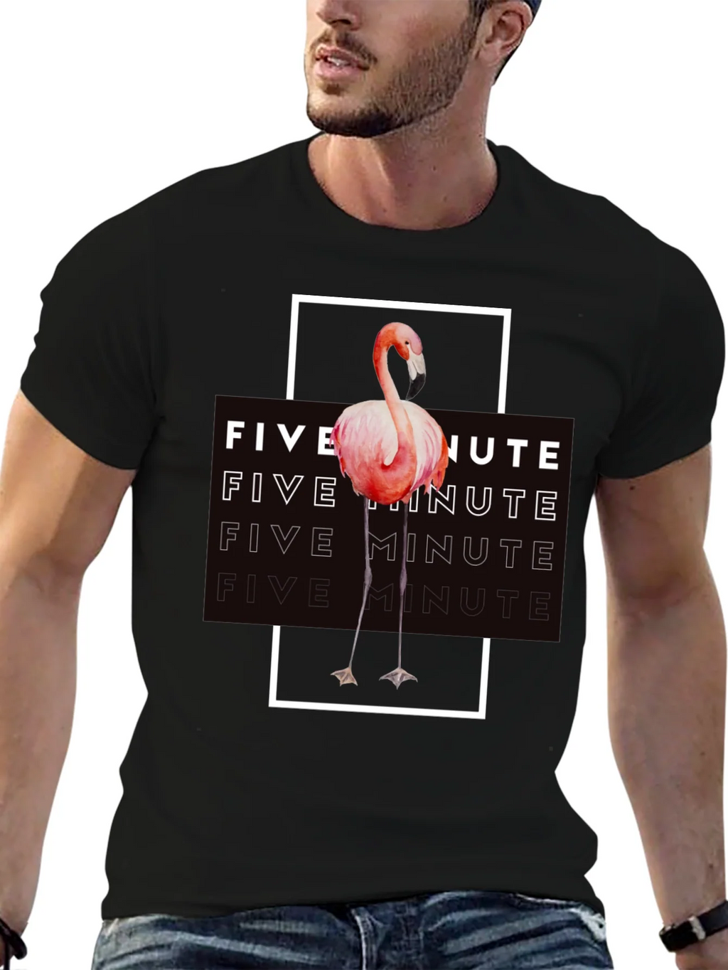 Five Minute Flamingo Graphic Tee - Trendy Black T-Shirt product image 2