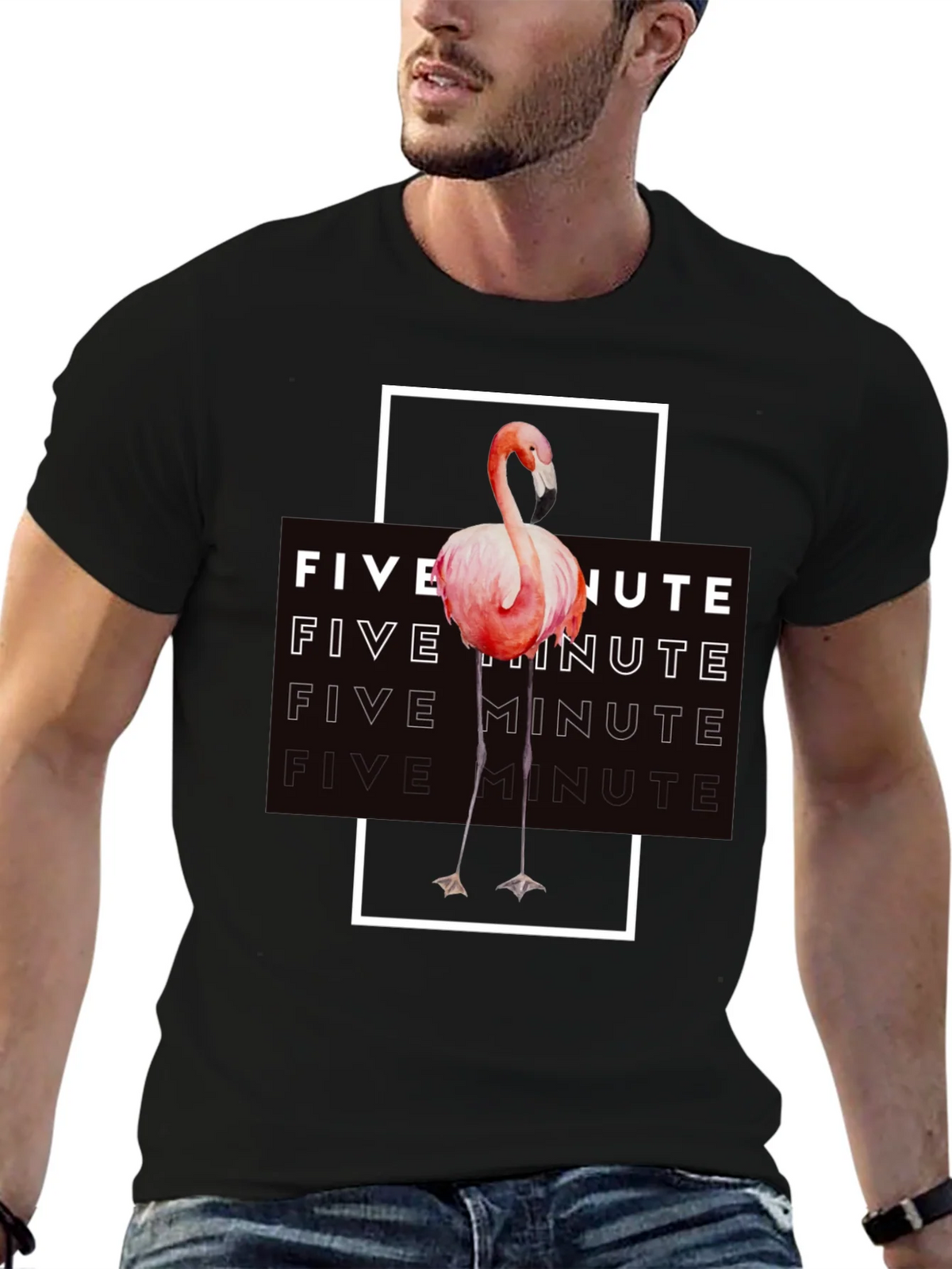 Five Minute Flamingo Graphic Tee - Trendy Black T-Shirt product image 2