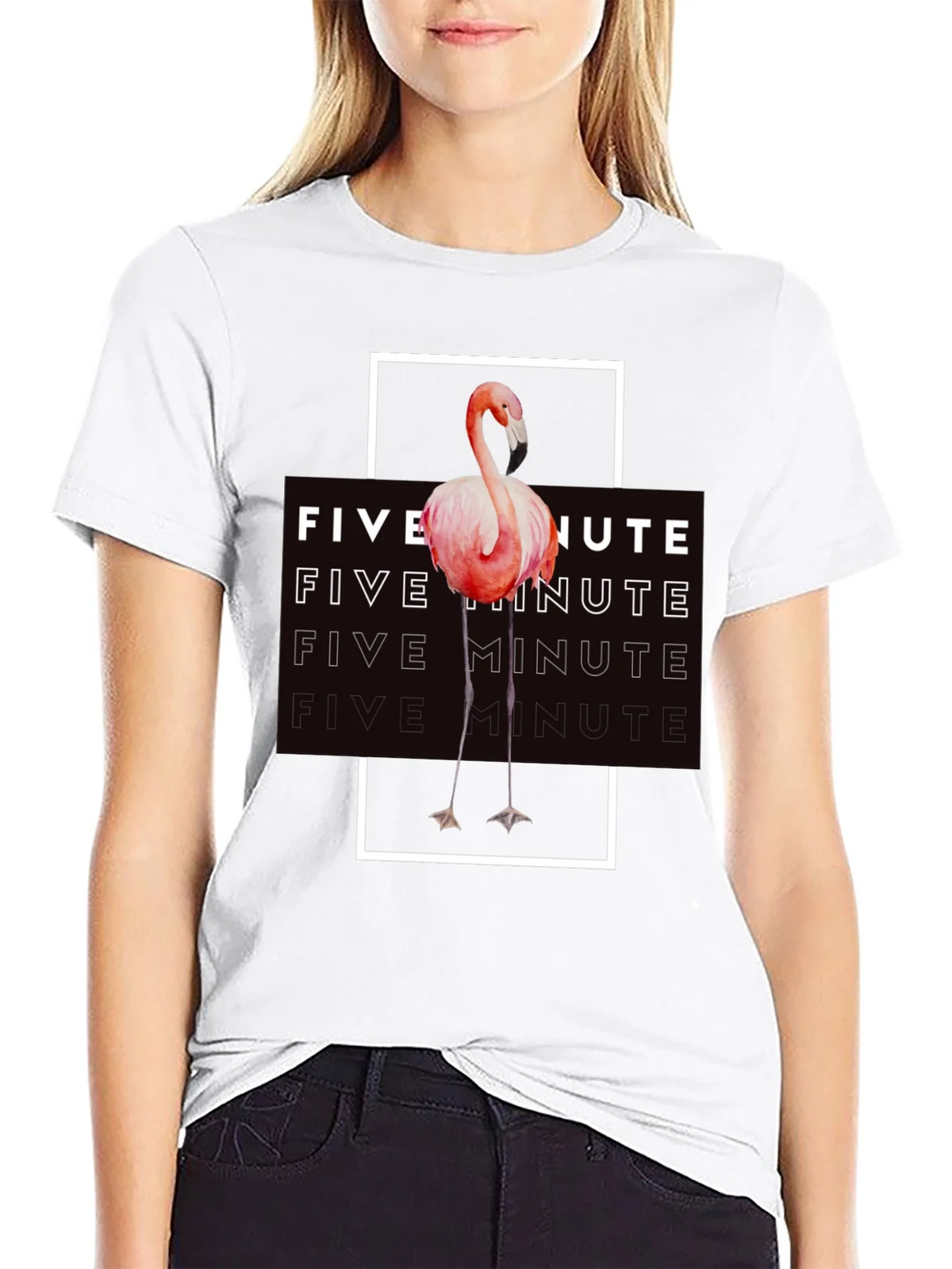Five Minute Flamingo Graphic Tee - Trendy Black T-Shirt product image 3