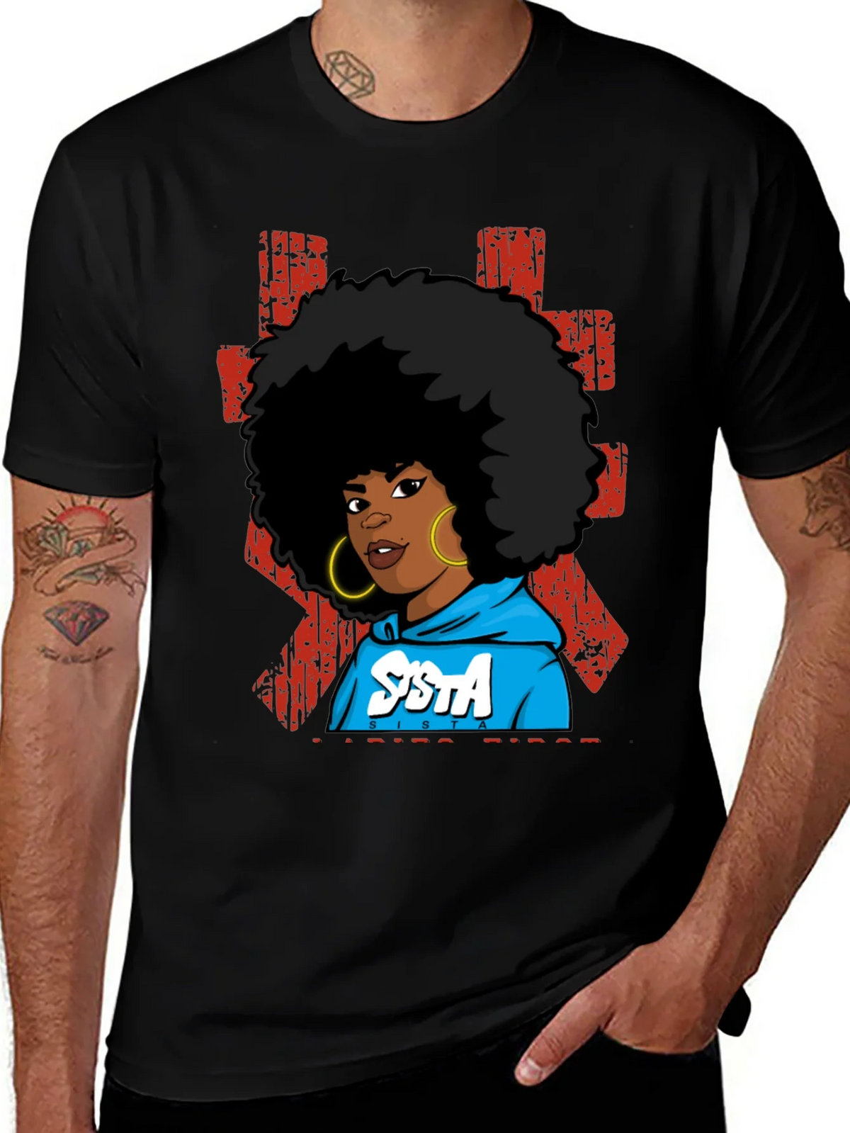 SISTA Graphic T-Shirt - Afro Pride Black Tee product image 1