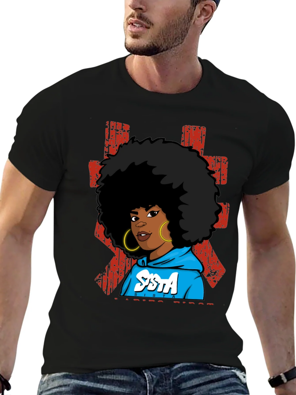 SISTA Graphic T-Shirt - Afro Pride Black Tee product image 6
