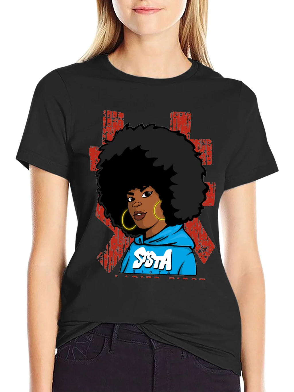 SISTA Graphic T-Shirt - Afro Pride Black Tee product image 2