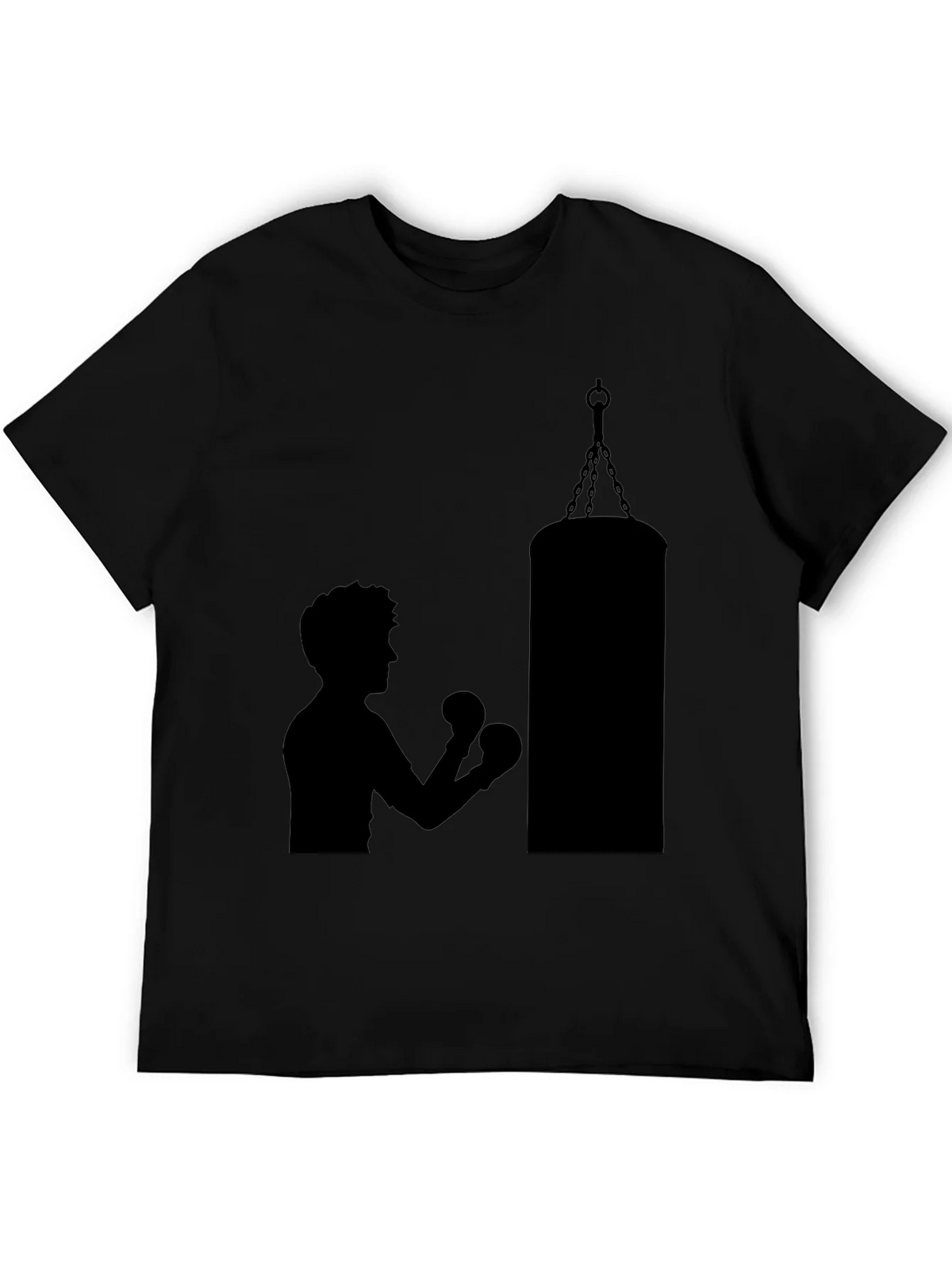 Boxing Silhouette Graphic T-Shirt - Black