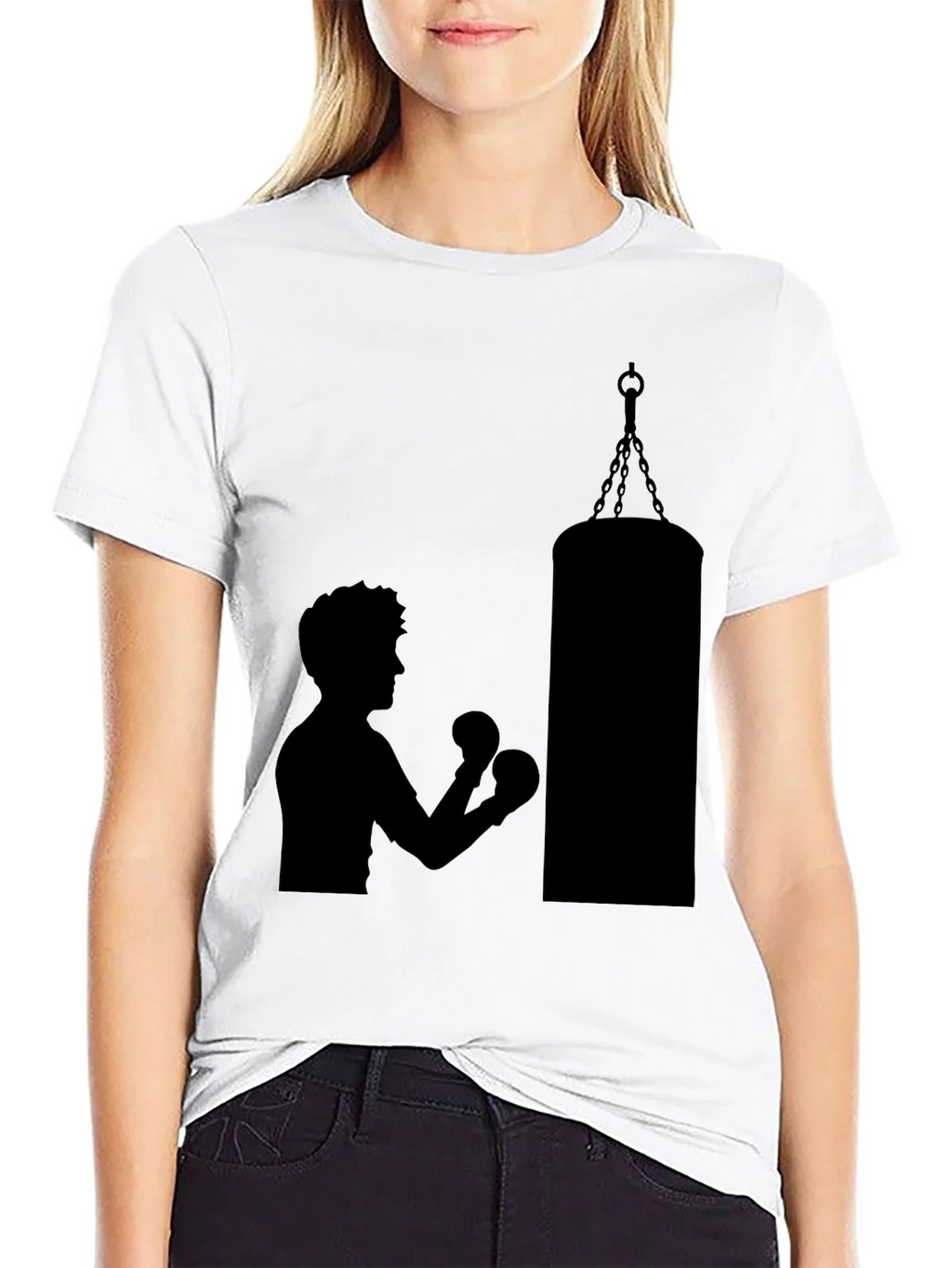 Boxing Silhouette Graphic T-Shirt - Black