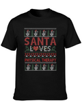 Santa Loves Physical Therapy Christmas Ugly T-Shirt product image 1