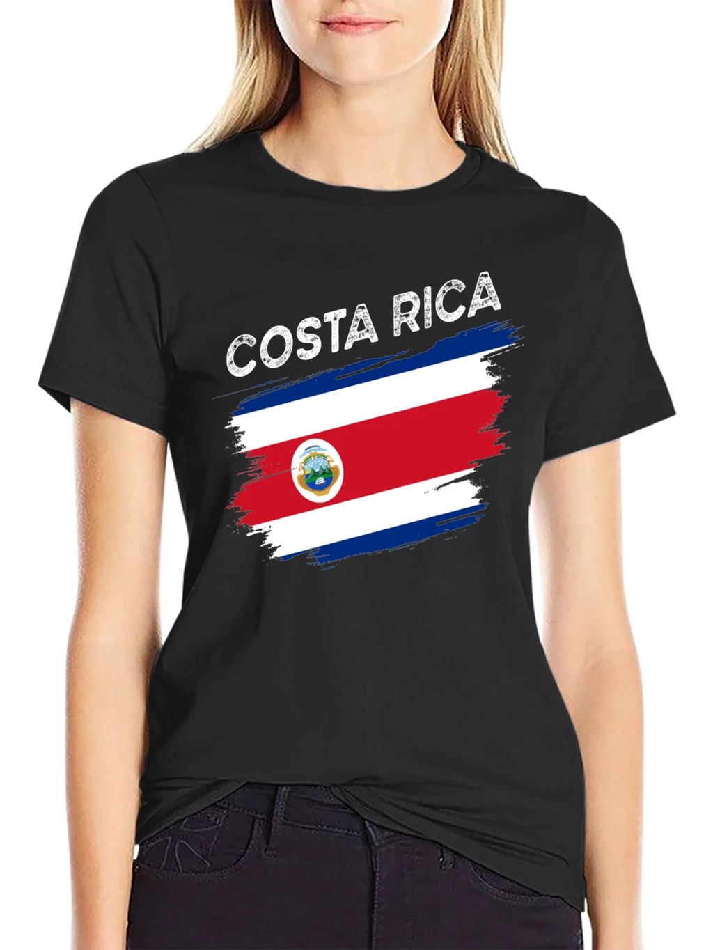 Costa Rica Flag Graphic Tee - Black T-Shirt product image 1