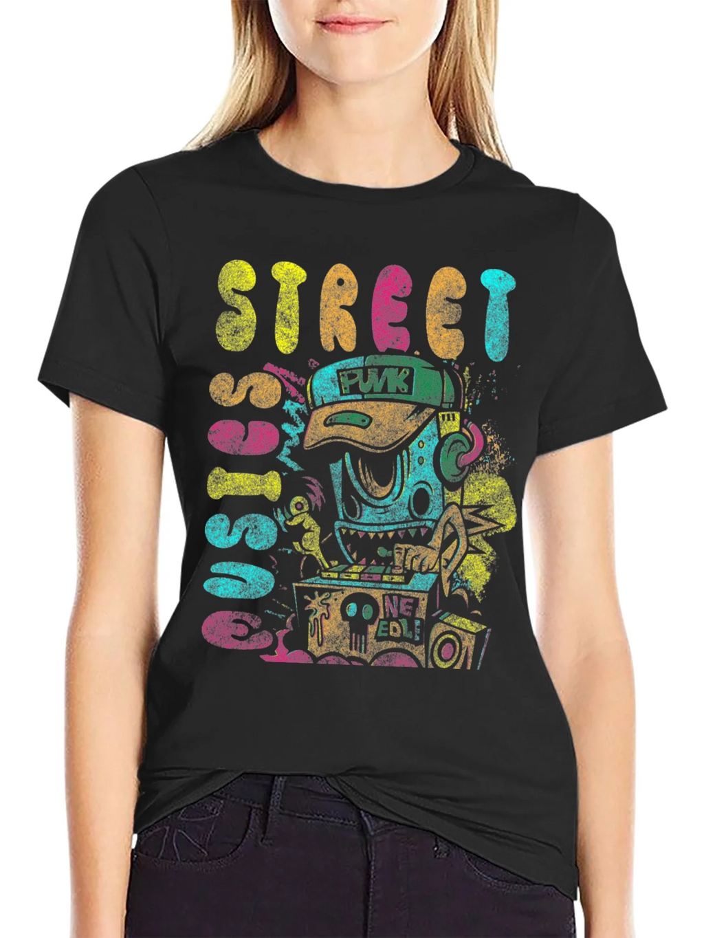 Street Sounds Graphic Tee - Black Cotton T-Shirt product image 2